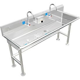 BSM Inc. ADA SS Sink 2 Station with Electronic Faucet 4-1/2