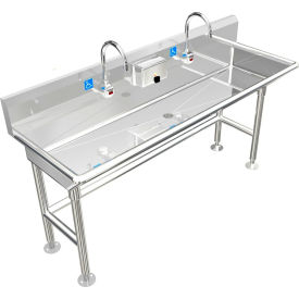 BSM Inc. ADA SS Sink 2 Station with Electronic Faucet 6