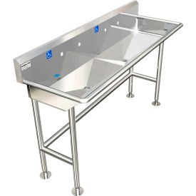BSM Inc. ADA SS Sink 2 Station Body Only Floor Mount Sloped Drain 60