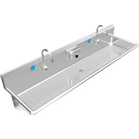 BSM Inc. ADA SS Sink 2 Station with Electronic Faucet Wall Mount 72