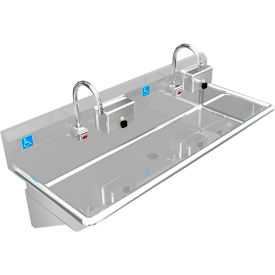 BSM Inc. ADA SS Sink 2 Station with Electronic Faucet & 2 Soap Dispensers 48