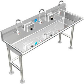 BSM Inc. ADA SS Sink 3 Station with Electronic Faucet Floor Mount 60