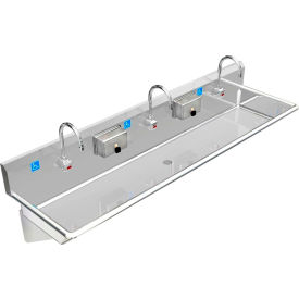 BSM Inc. ADA SS Sink 3 Station with Electronic Faucet Wall Mount 72