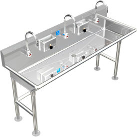 BSM Inc. ADA SS Sink 3 Station with Electronic Faucet Floor Mount 80