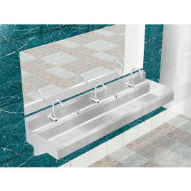 BSM Inc. Elite ADA SS Sink 3 Station with Electronic Faucet Wall Mount 72