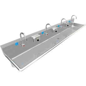 BSM Inc. ADA SS Sink 4 Station with Electronic Faucet Wall Mount 100