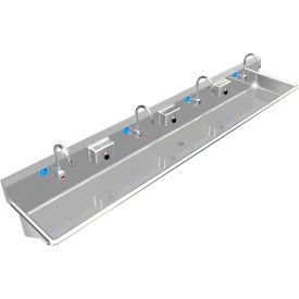 BSM Inc. ADA SS Sink 4 Station with Electronic Faucet Wall Mount 108