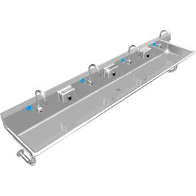 BSM Inc. ADA SS Sink 4 Station with Electronic Faucet Round Tubes 108