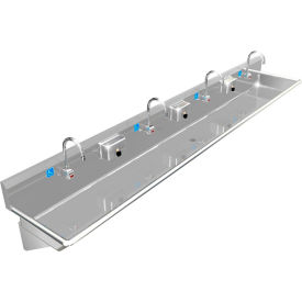 BSM Inc. ADA SS Sink 4 Station with Electronic Faucet Wall Mount 120