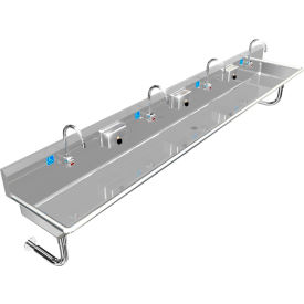 BSM Inc. ADA SS Sink 4 Station with Electronic Faucet Round Tubes 120