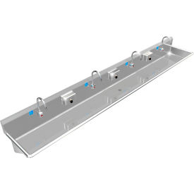 BSM Inc. ADA SS Sink 4 Station with Electronic Faucet Wall Mount 132