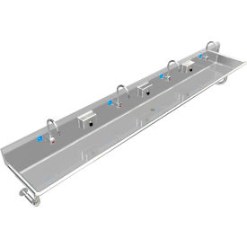 BSM Inc. ADA SS Sink 4 Station with Electronic Faucet Round Tubes 132