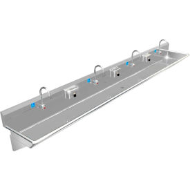 BSM Inc. ADA SS Sink 4 Station with Electronic Faucet Wall Mount 144