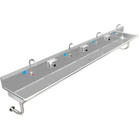 BSM Inc. ADA SS Sink 4 Station with Electronic Faucet Round Tubes 144