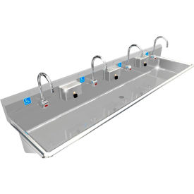 BSM Inc. ADA SS Sink 4 Station with Electronic Faucet Wall Mount 80
