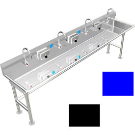 BSM Inc. ADA SS Sink 4 Station with Electronic Faucet Floor Mount 96