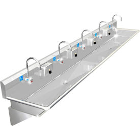 BSM Inc. ADA SS Sink 5 Station with Electronic Faucet Wall Mount 120