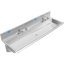 BSM Inc. ADA SS Sink 2 Station with Metering Faucet Wall Mount 60