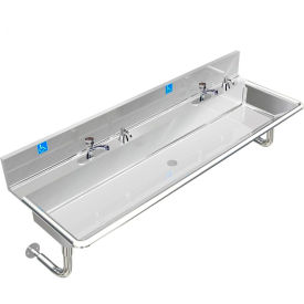 BSM Inc. ADA SS Sink 2 Station with Metering Faucet Round Tubes 72