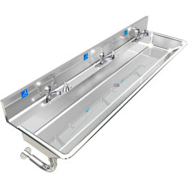 BSM Inc. ADA SS Sink 3 Station with Metering Faucet Round Tubes 60