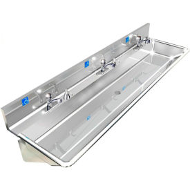 BSM Inc. ADA SS Sink 3 Station with Metering Faucet Wall Mount 72