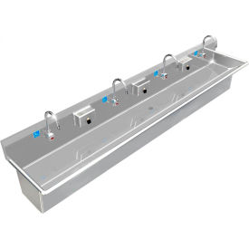 BSM Inc. ADA SS Sink 4 Station with Plumbing Skirt & Electronic Faucet 96