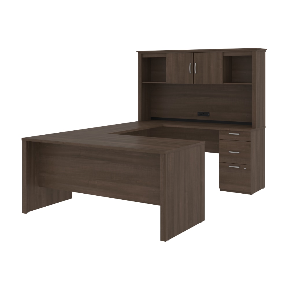 Bestar Logan 66inW U- Or L-Shaped Executive Corner Desk With Pedestal And Hutch, Antigua MPN:46410-52