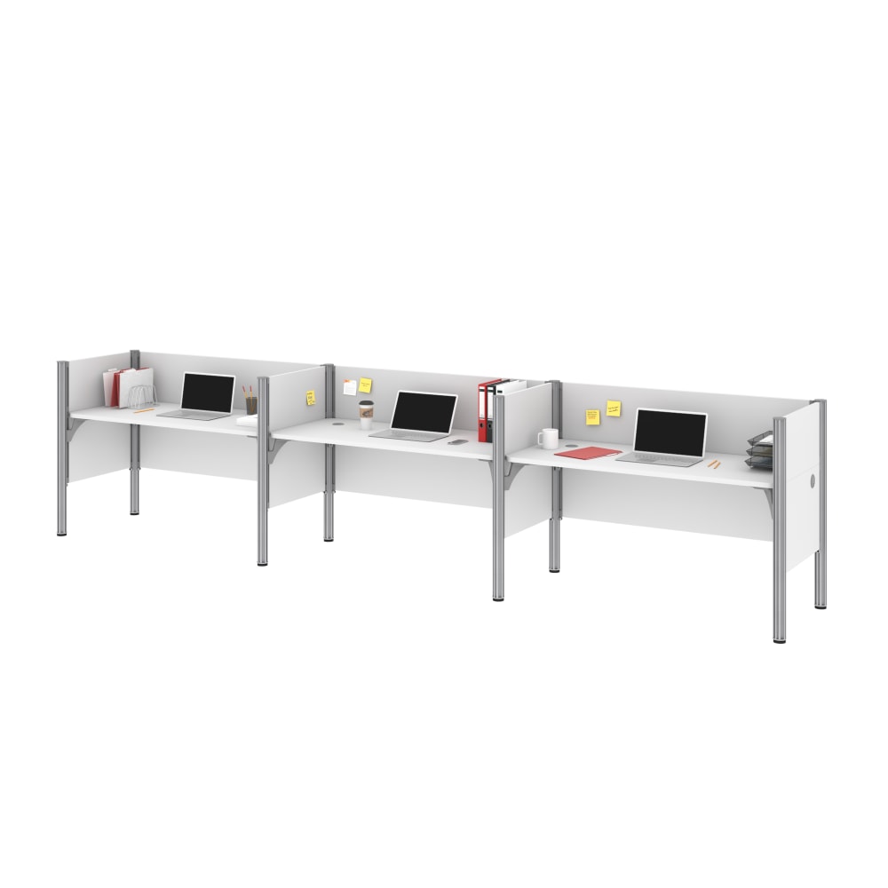 Bestar Pro-Biz 183inW 3-Person Computer Desk Office Cubicles With Low Privacy Panels, White MPN:100872C-17