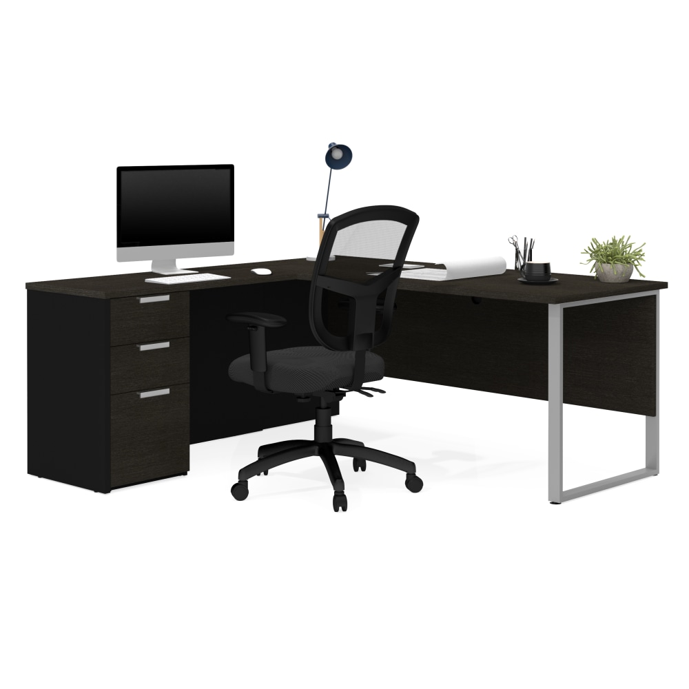 Bestar Pro-Concept Plus 72inW L-Shaped Corner Desk With Drawers, Deep Gray/Black MPN:110891-32
