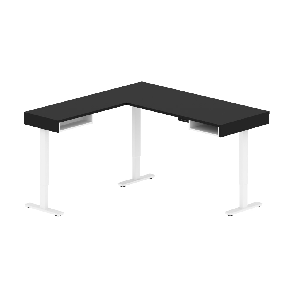 Bestar Viva 72inW L-Shaped Standing Corner Desk, Black/White MPN:19420-18
