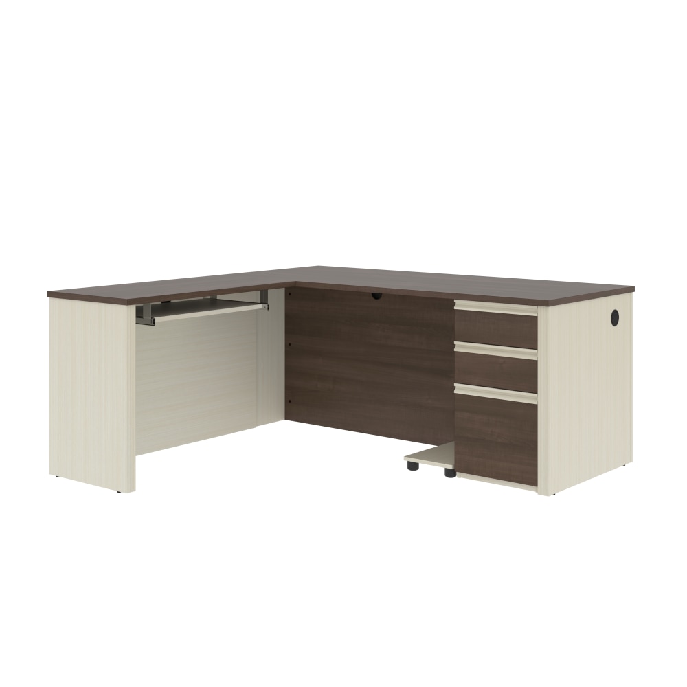 Bestar Prestige + 72inW L-Shaped Corner Desk With Pedestal, White Chocolate/Antigua MPN:99860-52