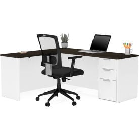 Bestar® L-Desk - White and Deep Gray - Pro-Concept Plus Series 110885-17
