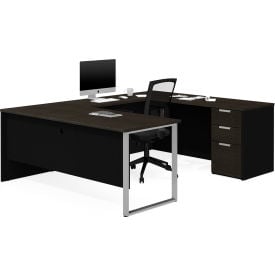 Bestar® U-Desk - Deep Gray and Black - Pro-Concept Plus Series 110888-32
