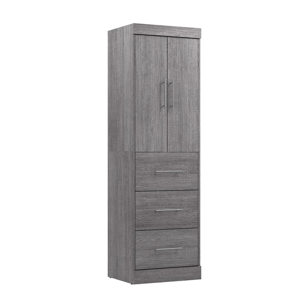 Bestar Nebula 25inW Wardrobe With 3 Drawers, Bark Gray MPN:25871-47