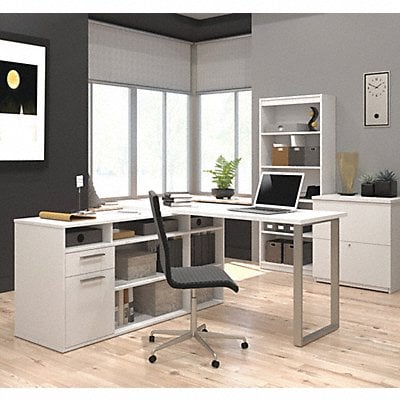 L-Shaped Desk Lat. File/Bookcase White MPN:29851-17