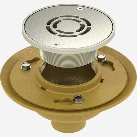 Round Floor Drain, Nickel Bronze/Cast Iron, 2