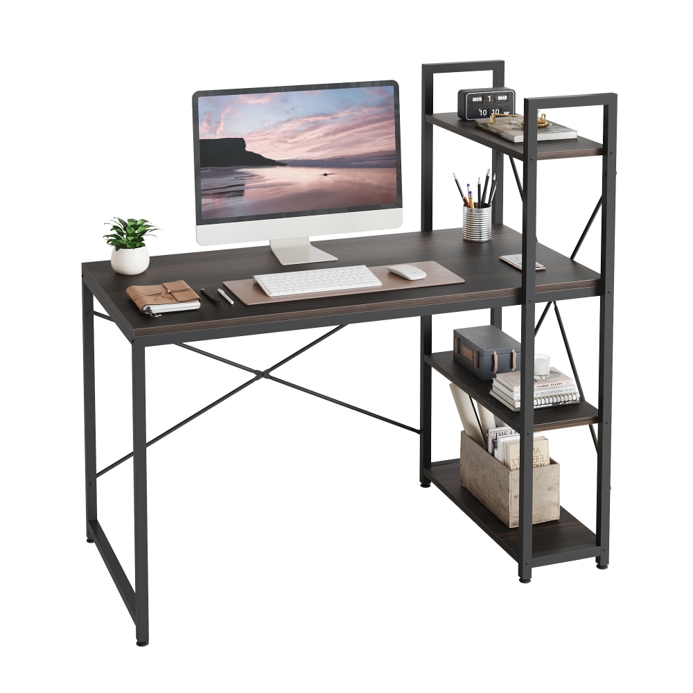 Bestier Modern 48inW Office Computer Desk With Storage Shelf & Headset Hook, Dark Walnut MPN:BEST-T32D