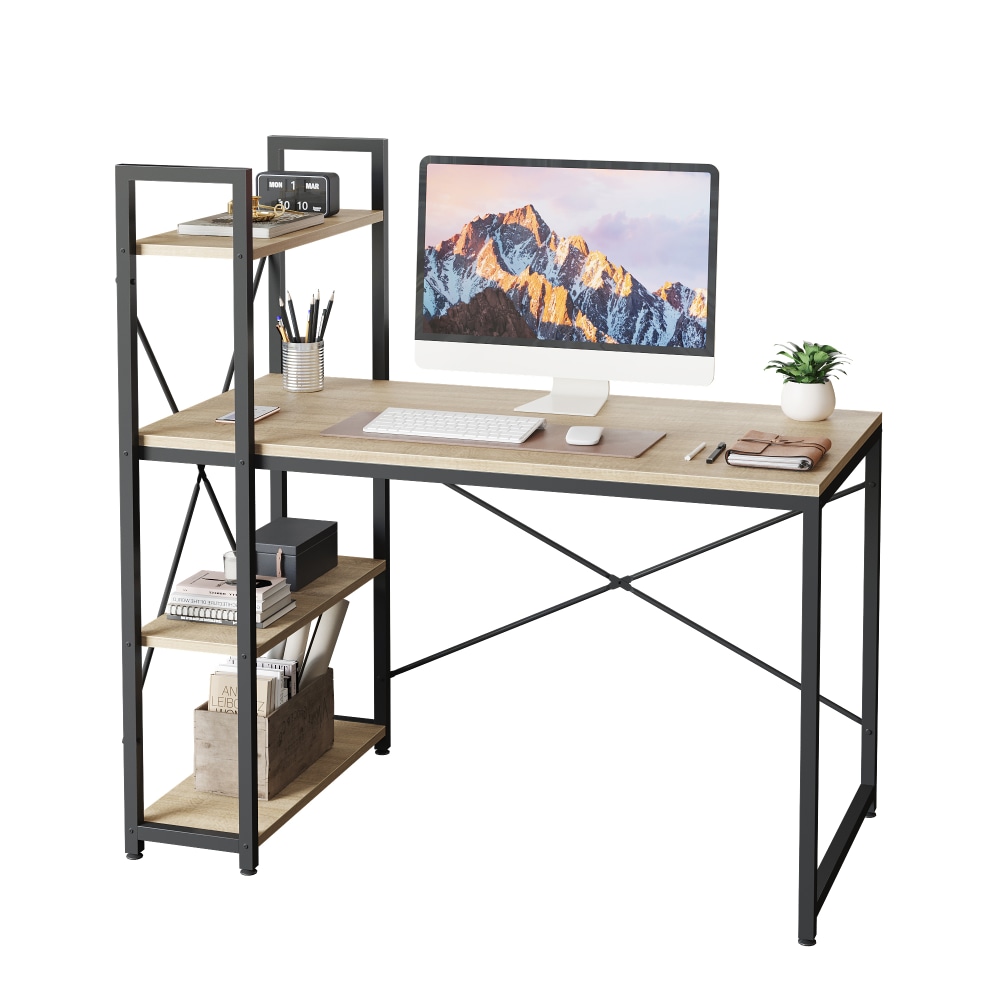 Bestier Modern 48inW Office Computer Desk With Storage Shelf & Headset Hook, Oak MPN:BEST-T32O