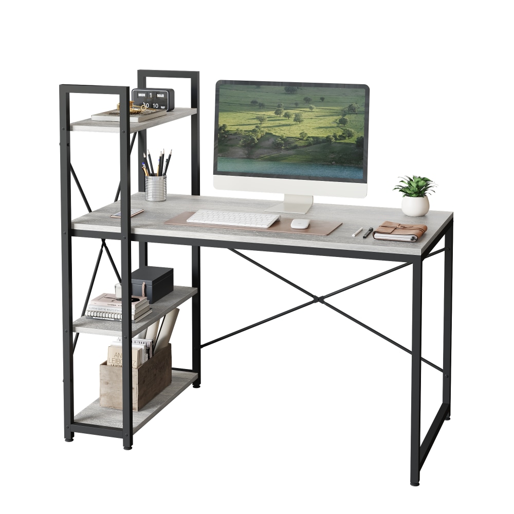 Bestier Modern 48inW Office Computer Desk With Storage Shelf & Headset Hook, Light Retro Gray Oak MPN:BEST-T32W