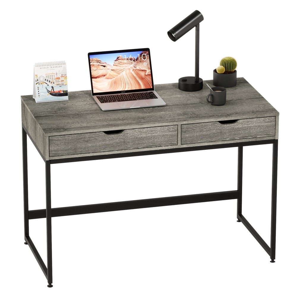Bestier 44inW Computer Desk With Drawers, Grey MPN:D251Y-GRY