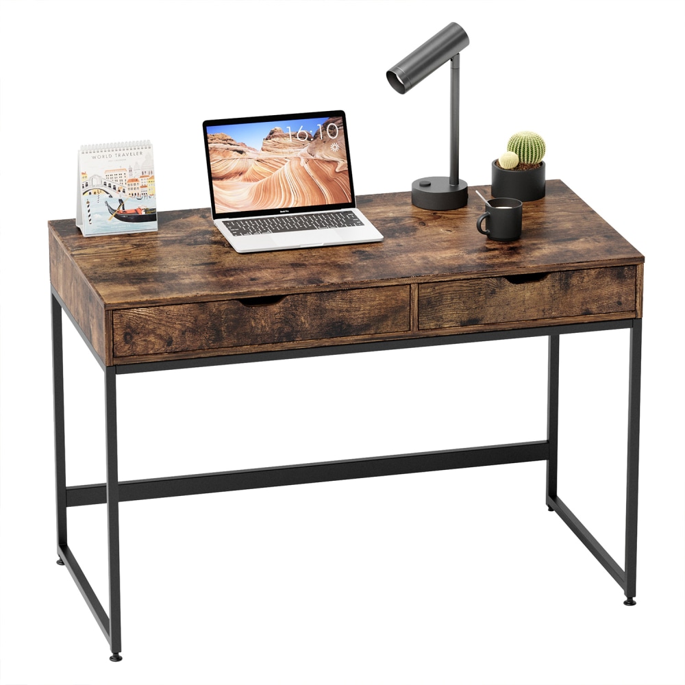 Bestier 44inW Computer Desk With Drawers, Rustic Brown MPN:D251Y-RST