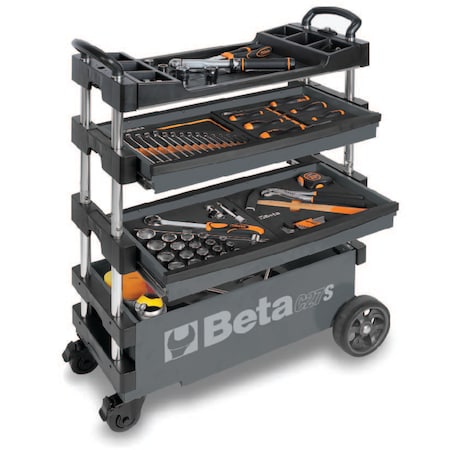 C27S Tool Trolley, 3 Drawer, Gray, Sheet Metal, 27 in W x 12 in D x 39 in H MPN:C27S-G