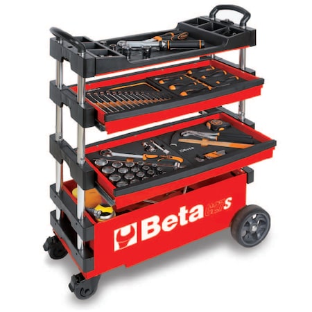 C27S Tool Trolley, 3 Drawer, Red, Sheet Metal, 27 in W x 12 in D x 39 in H MPN:C27S-R