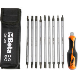 Beta 1281BG 9-Piece Reversible Screwdriver Bits & 1 Handle with Case 12810520