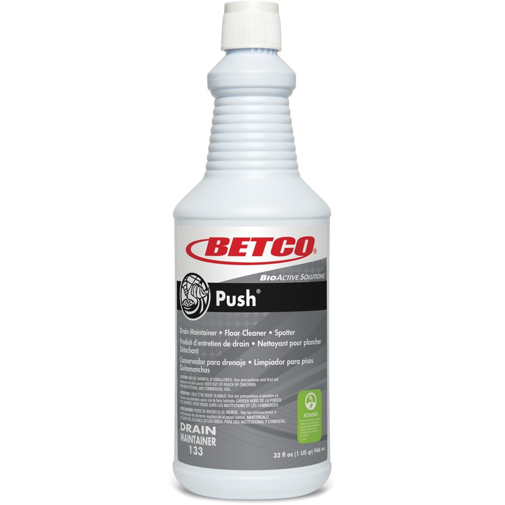 Betco Bioactive Solutions Push Cleaner - Ready-To-Use Liquid - 32 fl oz (1 quart) - New Green Scent - 1 Each - Milky White MPN:1331200EA