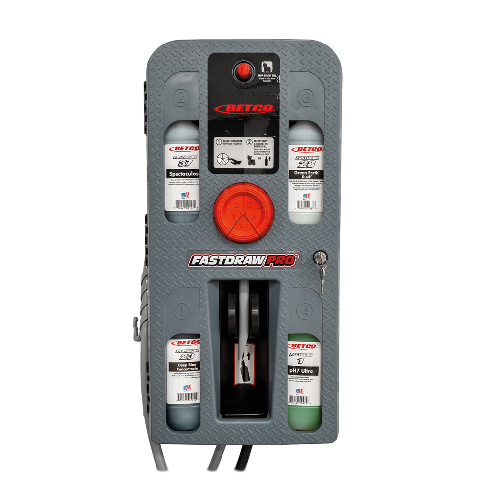 Betco Fast-Draw 4-Product Chemical Management Dispenser, 10inH x 9inW x 11inD, Gray MPN:9268200