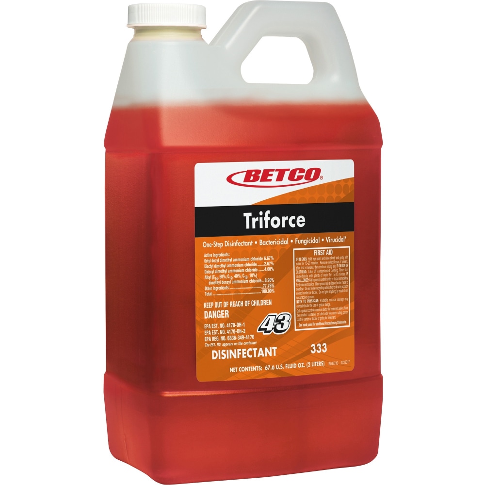 Betco Triforce Titan Disinfectant - FASTDRAW 43 - Concentrate - 67.6 fl oz (2.1 quart) - Fresh Scent - 1 Each - Orange MPN:BET3334700
