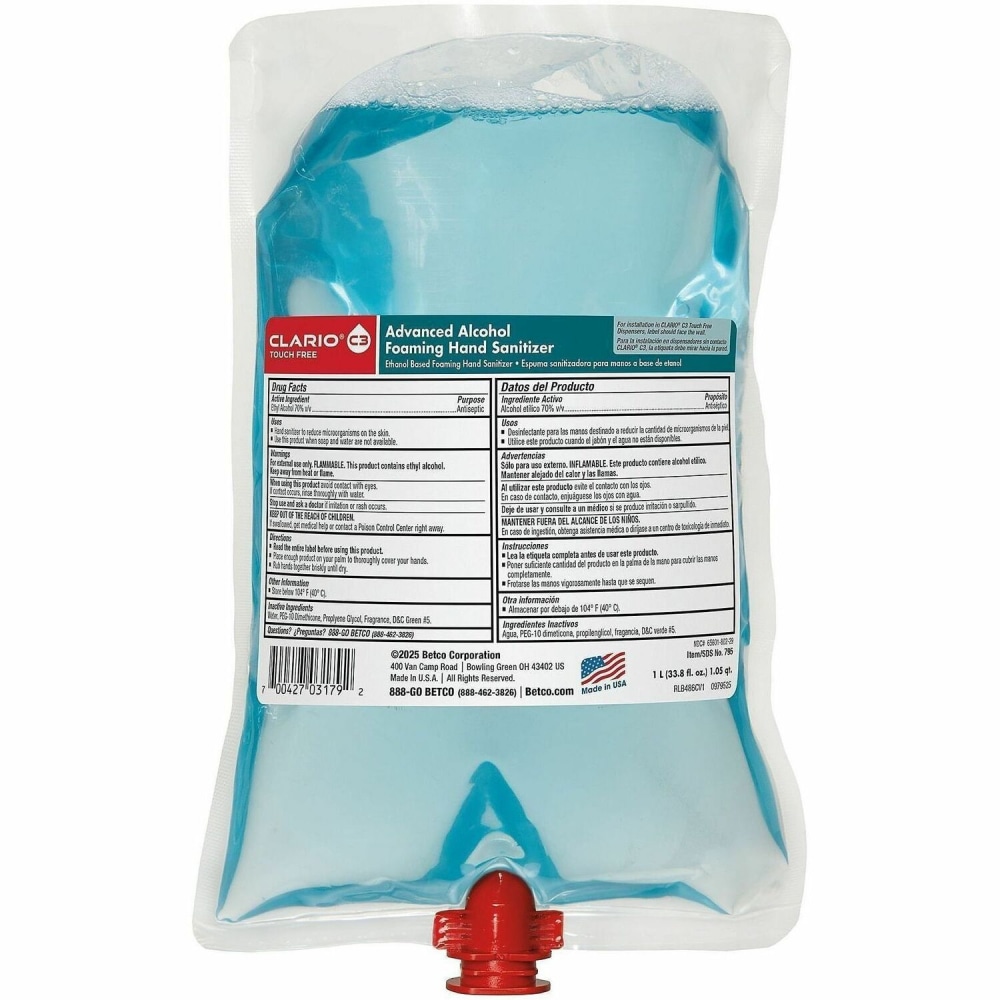 Betco Advanced Hand Sanitizer Foam Refill, 795H200CT MPN:795H200CT