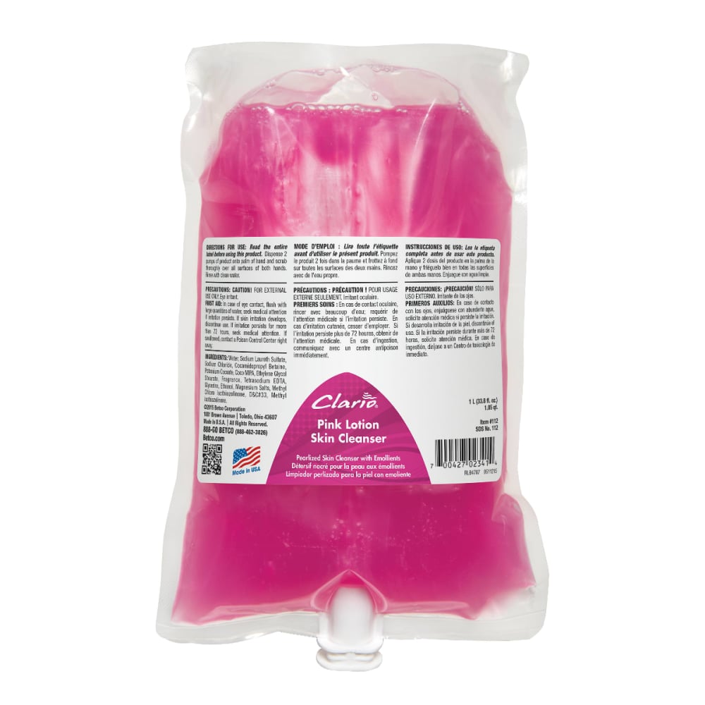 Betco Pink Lotion Skin Cleanser, 1000 mL, Pack Of 6 MPN:1122900