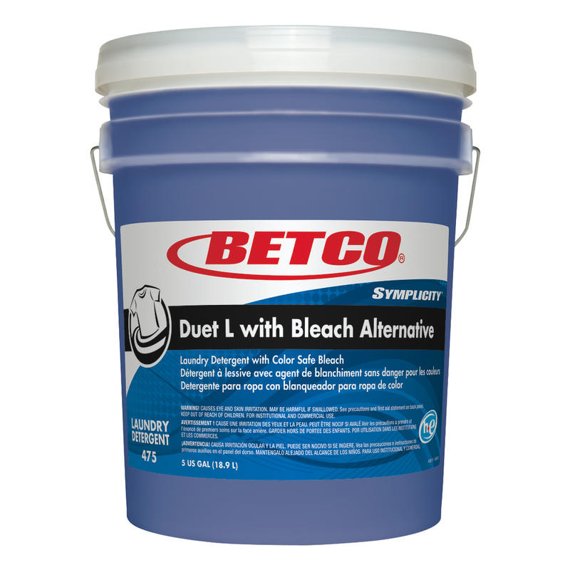 Betco Symplicity Duet L Detergent With Bleach Alternative, 5 Gallon Container MPN:4750500